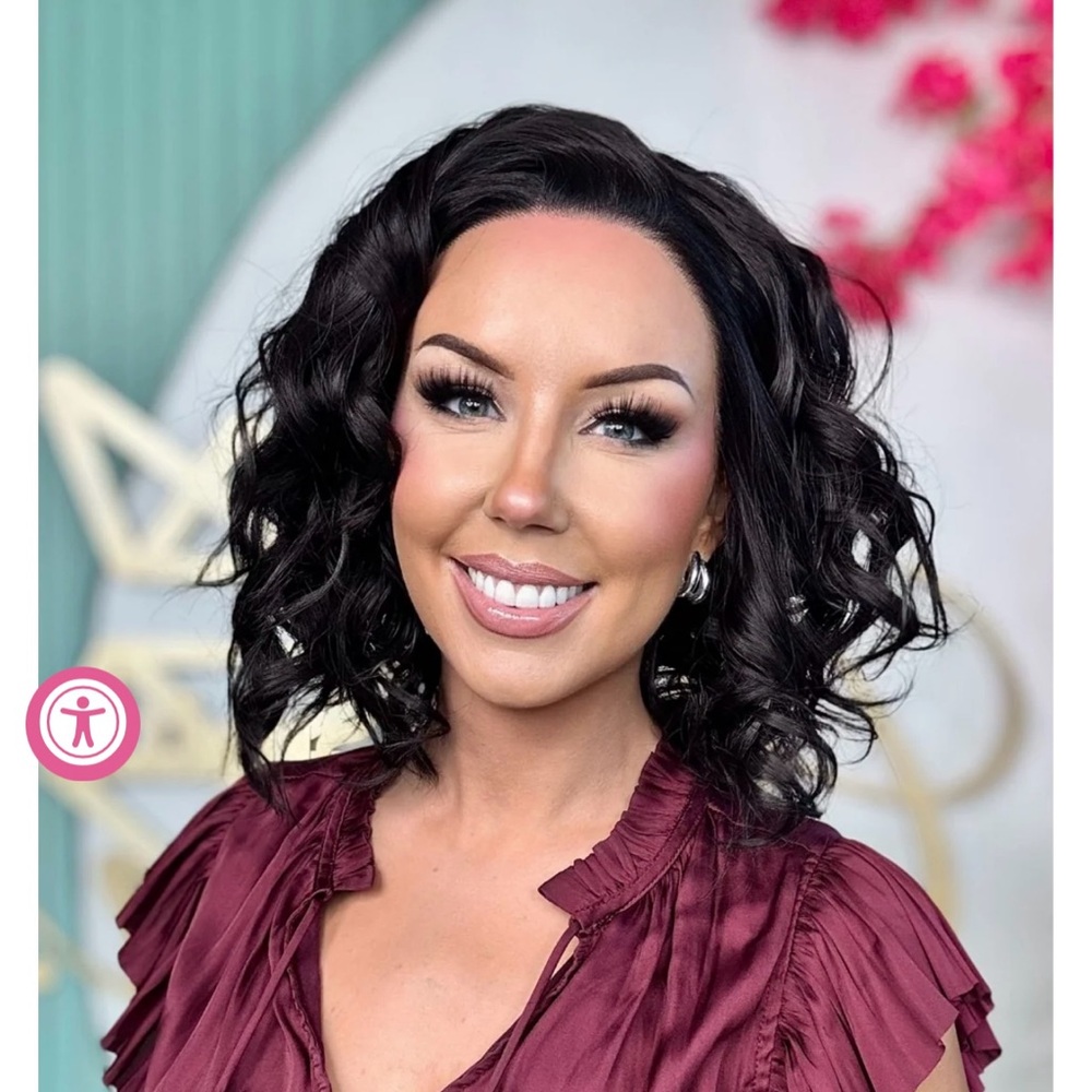 CSC Chelsey Smith Crown “Nia” Soft Black Short Curly Lace Front Wig Large